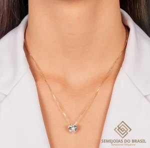 Semijoias Mais Vendidas Escapulário Coração Cravejado - Ouro