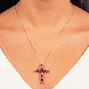 Colar Cruz Cristais