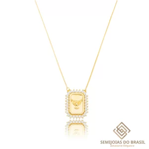 Colar Semijoia Espírito Santo Micro Zircônia