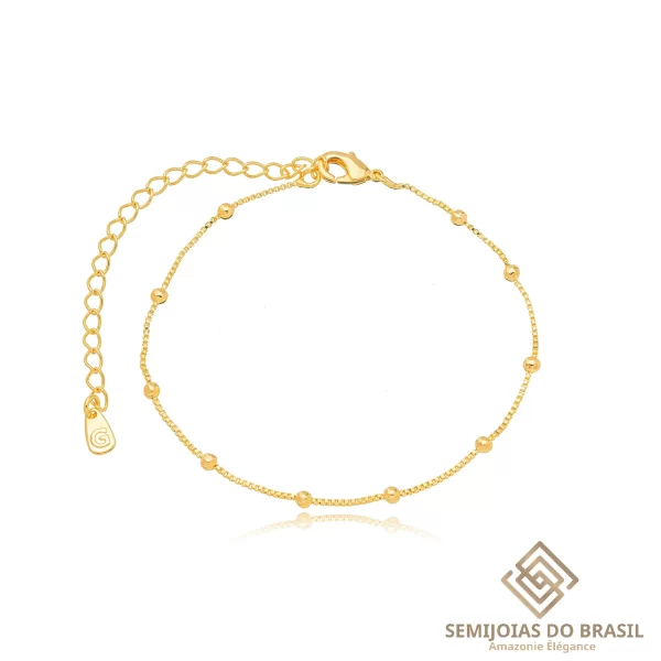 Pulseiras Bolinhas Lisas Douradas