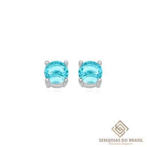 Brincos Ponto de luz Azul Suíço