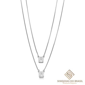 Colar Semijoia Escapulário Sagrado Coração de Jesus