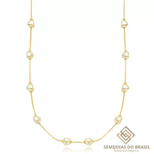 Colar Pérolas Coração